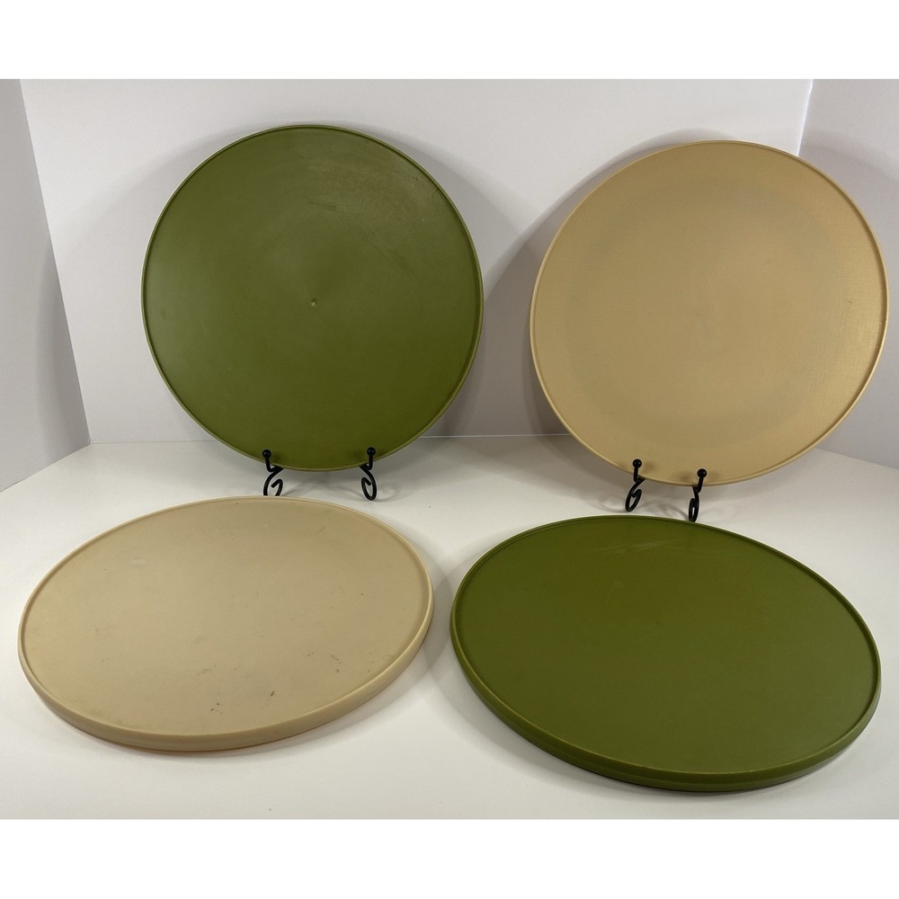Rubbermaid Lazy Susan Turntable Vintage, 10.5" Round, Avocado Green & Cream - 4